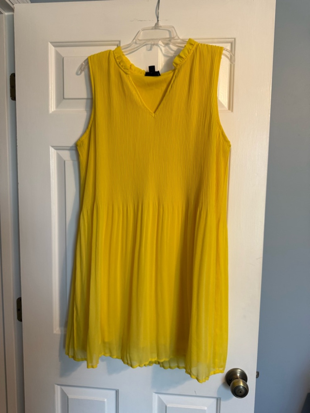 Tacera Bright Yellow Sleeveless Pleated Mini Dress